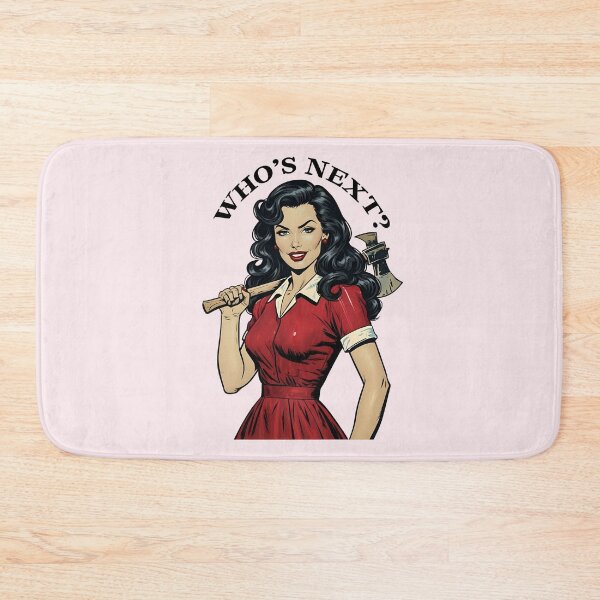 Item preview, Retro Killer Housewife Pin-Up – "Who's Next?" Dark Humor Vintage Murderess Illustration designed and sold by VelvetChaosCove.