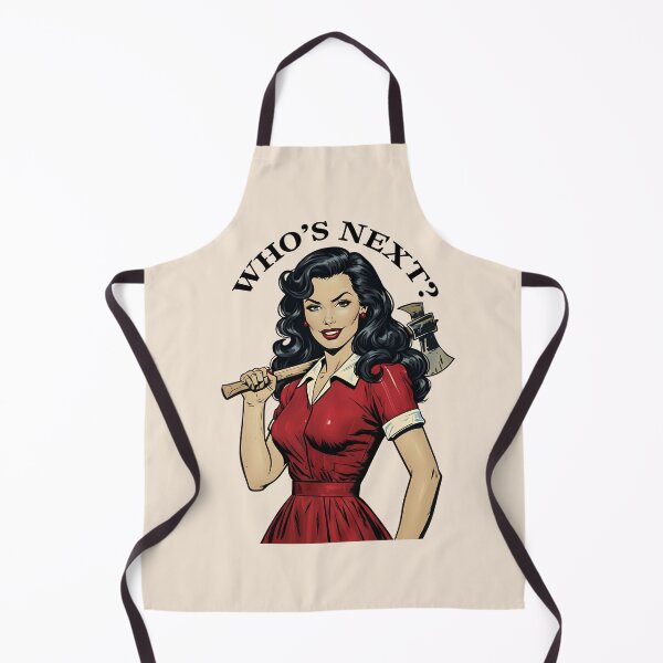 Item preview, Retro Killer Housewife Pin-Up – "Who's Next?" Dark Humor Vintage Murderess Illustration designed and sold by VelvetChaosCove.