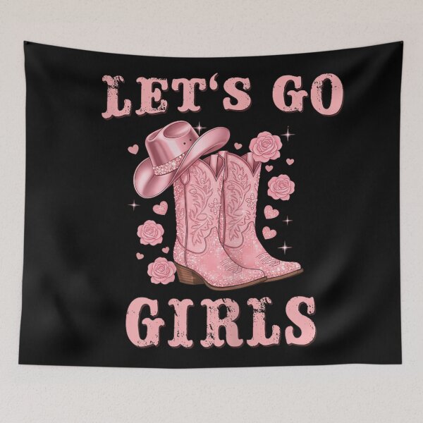 Item preview, Let's Go Girls Pink Cowgirl Boots Hat Western Bachelorette Party Design designed and sold by TiaraHans.