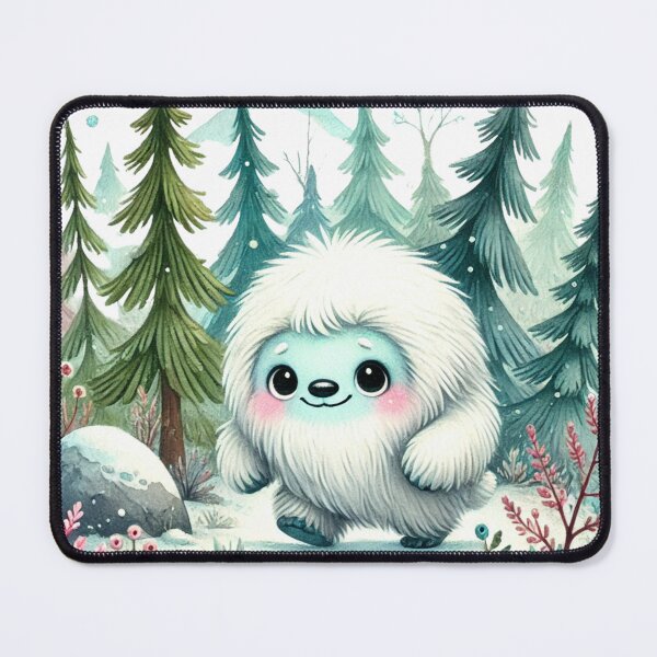 Artikelvorschau, Frosti, der sanfte Yeti – Wächter der verschneiten Kiefern entworfen und verkauft von Dream Bloom Gallery.