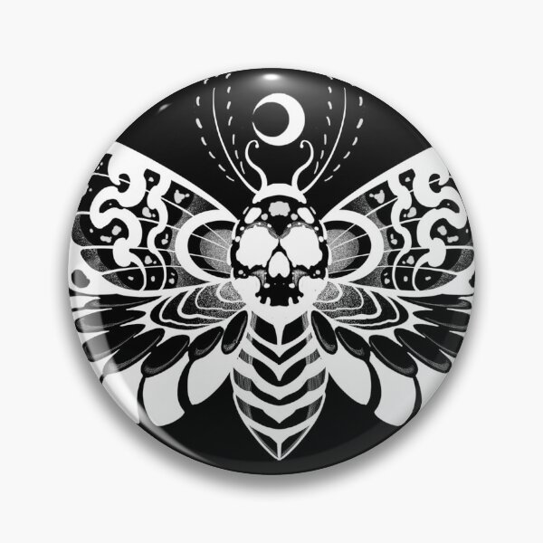 Item preview, Moth blackwork dark tribal white color designed and sold by 7Delamancha.