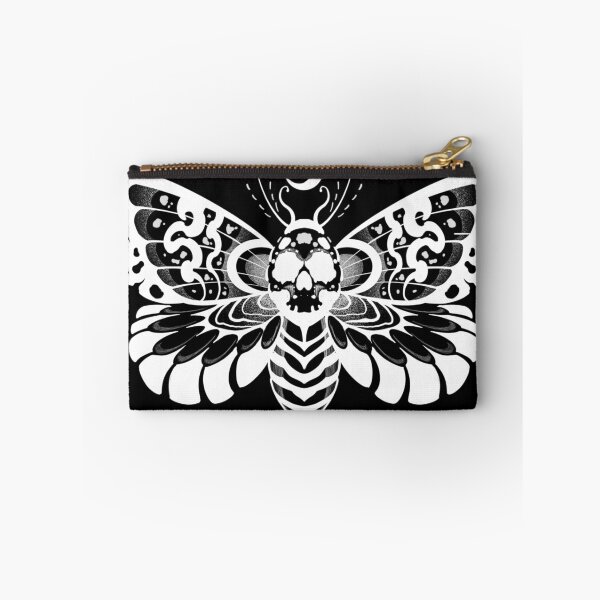 Item preview, Moth blackwork dark tribal white color designed and sold by 7Delamancha.