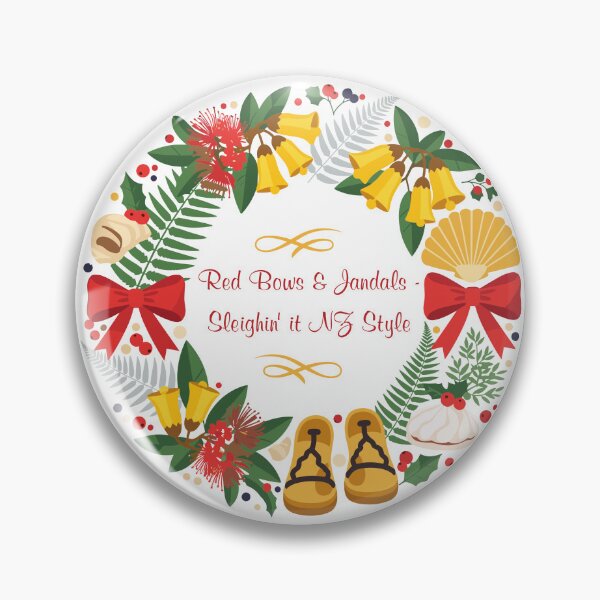 Item preview, Kiwiana Christmas Wreath — Red Bows & Jandals (NZ)  designed and sold by MvuuStudio.