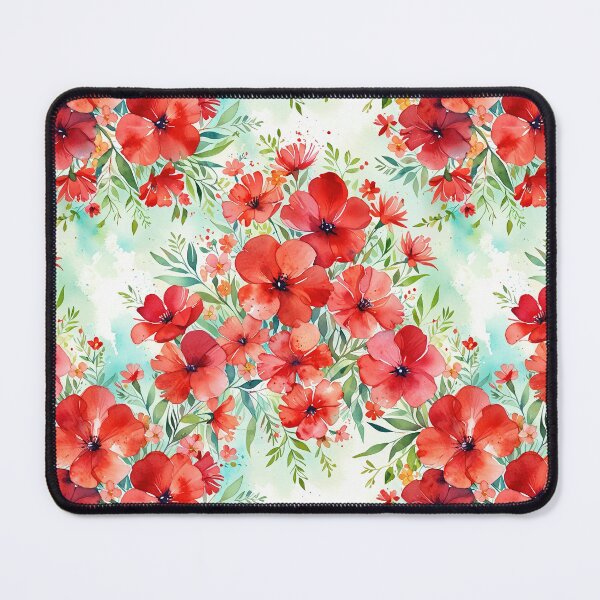 Item preview, Watercolor Red Floral With Green Leaves designed and sold by CoolPixels.