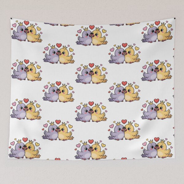 Item preview, Cute Bird Couple Kissing - Love Birds – Adorable Romantic Couple designed and sold by Taans-Creation.