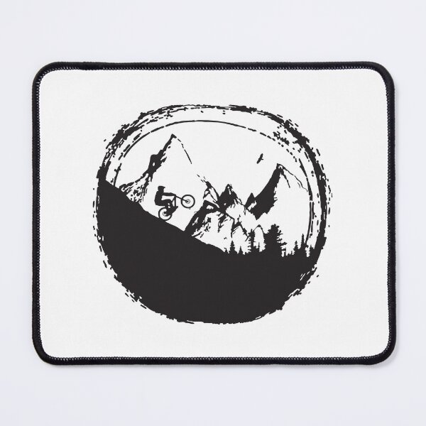 Item preview, Brush-Circle Mountain Biking Silhouette | MTB Rider, Peaks & Pines – Distressed Ink Badge designed and sold by DavidMay.