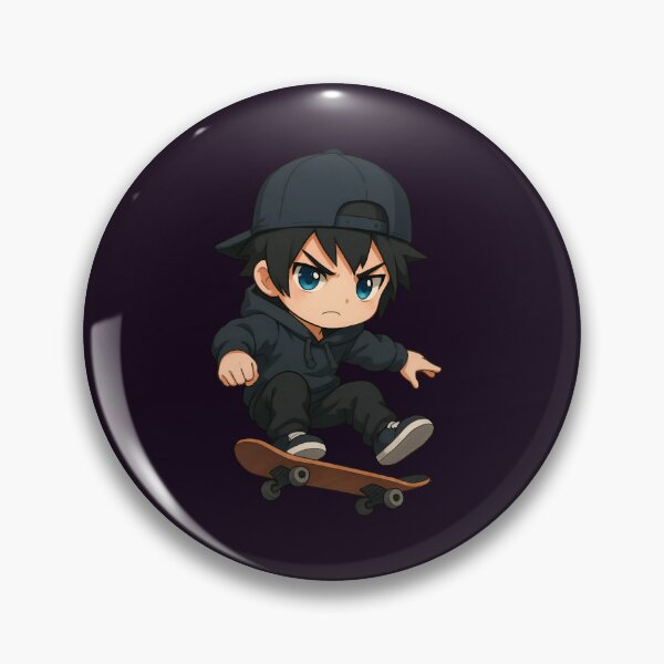Item preview, Chibi Skateboarder – Cute Anime Style Mid-Air Trick in Hoodie and Cap designed and sold by ErricTshits.