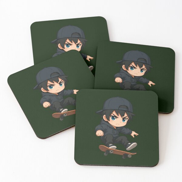 Item preview, Chibi Skateboarder – Cute Anime Style Mid-Air Trick in Hoodie and Cap designed and sold by ErricTshits.