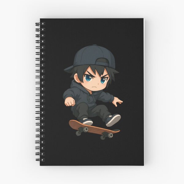 Item preview, Chibi Skateboarder – Cute Anime Style Mid-Air Trick in Hoodie and Cap designed and sold by ErricTshits.
