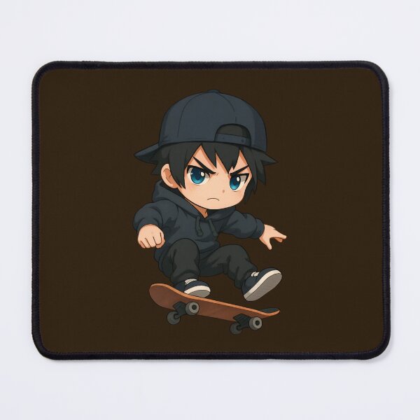 Item preview, Chibi Skateboarder – Cute Anime Style Mid-Air Trick in Hoodie and Cap designed and sold by ErricTshits.