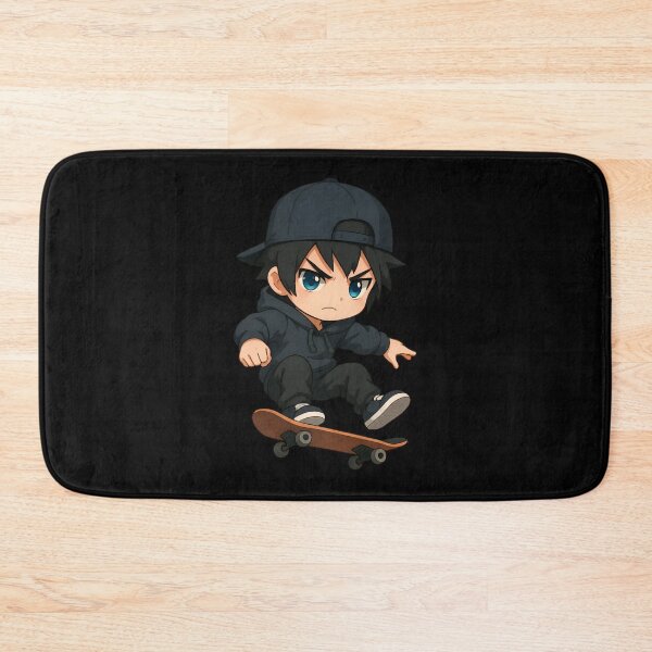 Item preview, Chibi Skateboarder – Cute Anime Style Mid-Air Trick in Hoodie and Cap designed and sold by ErricTshits.