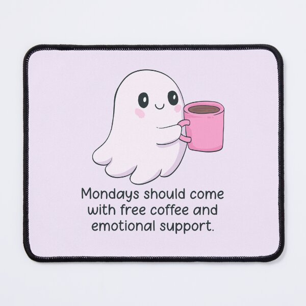 Item preview, Cute Ghost with Coffee – Funny Monday  designed and sold by Jess.a.creates.