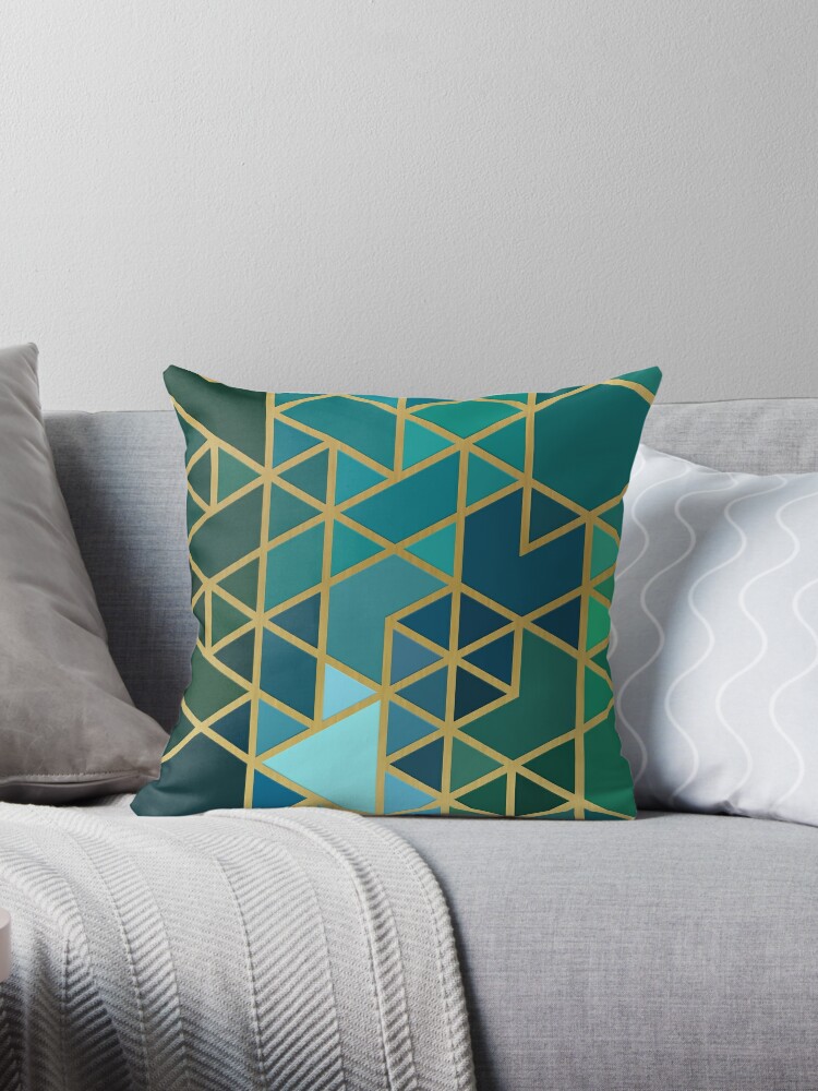 Gold and green decorative pillow