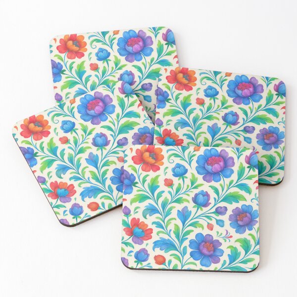 Item preview, Multicolor Gzhel Floral Pattern designed and sold by Myra365Art.