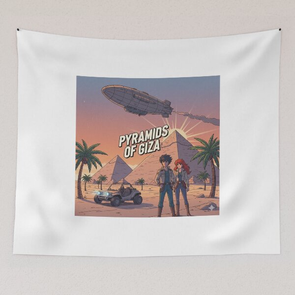 Item preview, Retro Anime Pyramids Of Giza Travel T Shirt Design designed and sold by ANIMEX00.