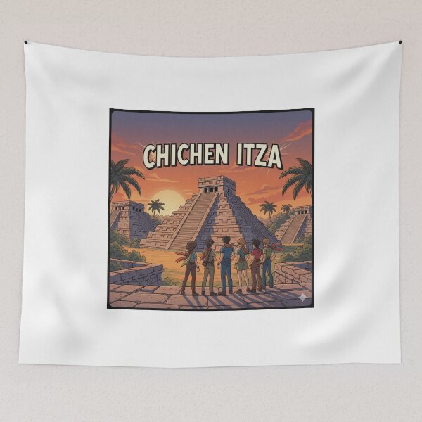 Item preview, Retro Anime Chichen Itza Travel T Shirt Design designed and sold by ANIMEX00.