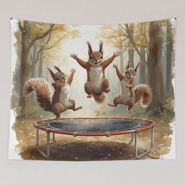 Item preview, Squirrels jumping on aTrampoline designed and sold by Moodune.