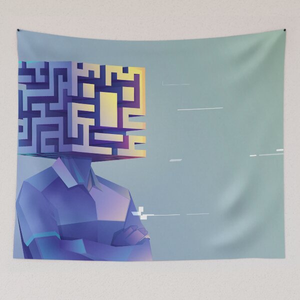 Item preview, concept of brainstorming or creative thinking, graphic of a human head combined with maze or labyrinth designed and sold by NiamLab.