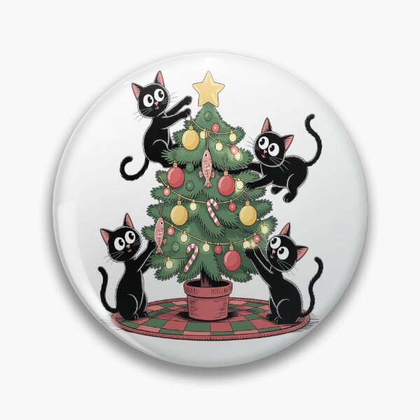 Item preview, Meowy Christmas Black Cats Play Christmas Tree Lights Cats designed and sold by VladoZork.