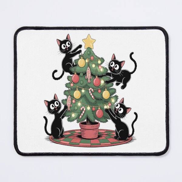Item preview, Meowy Christmas Black Cats Play Christmas Tree Lights Cats designed and sold by VladoZork.
