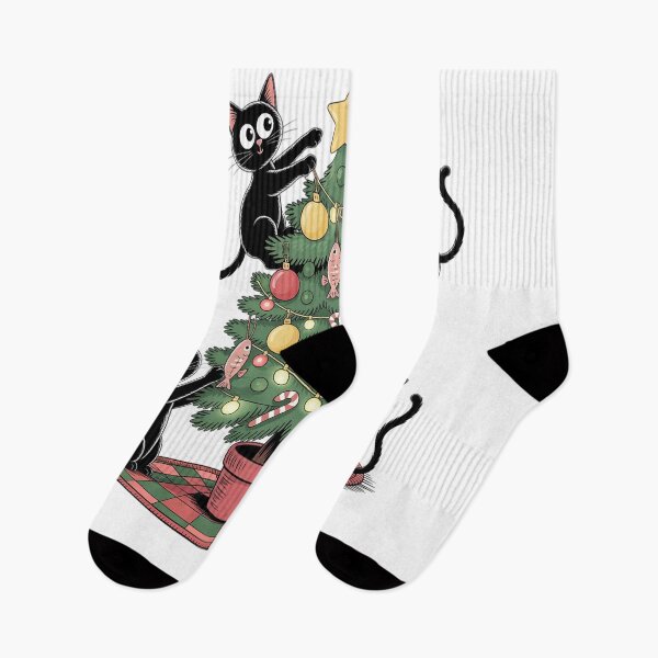 Item preview, Meowy Christmas Black Cats Play Christmas Tree Lights Cats designed and sold by VladoZork.
