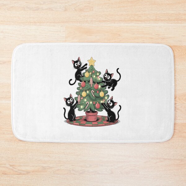Item preview, Meowy Christmas Black Cats Play Christmas Tree Lights Cats designed and sold by VladoZork.