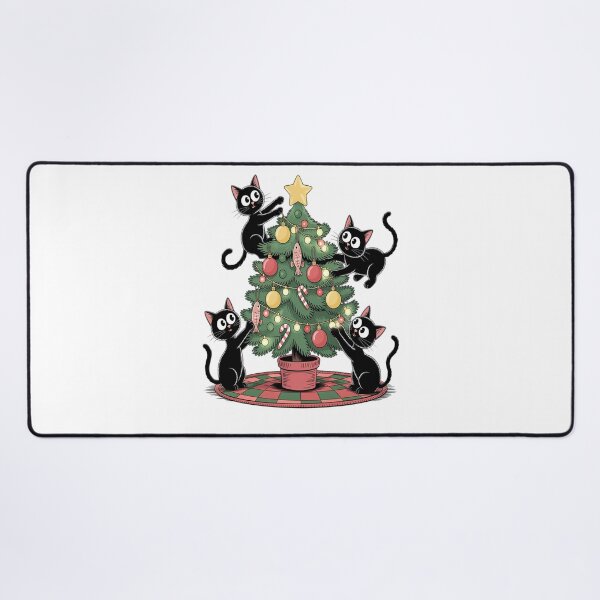 Item preview, Meowy Christmas Black Cats Play Christmas Tree Lights Cats designed and sold by VladoZork.