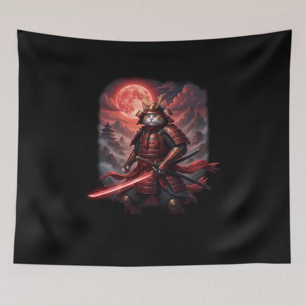 Item preview, Samurai Cat  Vintage Japanese Art Cat Samurai  designed and sold by merlinnears.