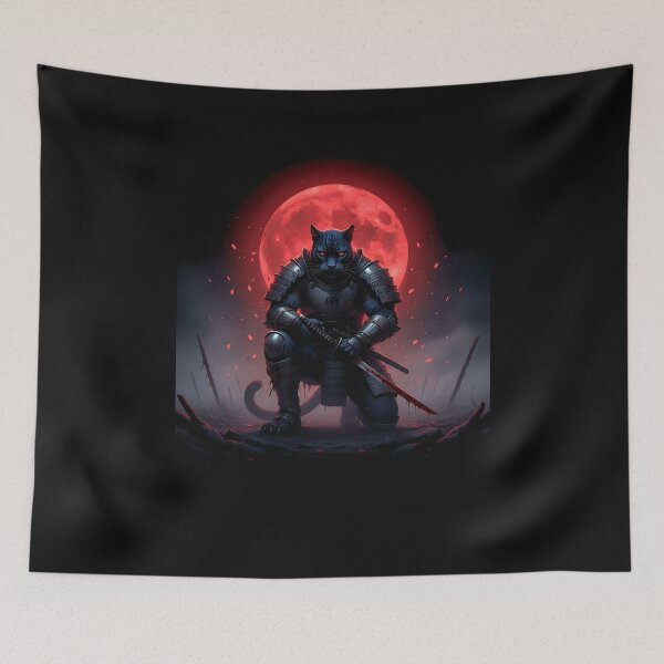 Item preview, Samurai Cat Graphic Tee Warrior Vintage Japanese Art Anime  designed and sold by merlinnears.