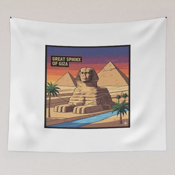 Item preview, Retro Anime Great Sphinx Of Giza Travel T Shirt Design designed and sold by ANIMEX00.