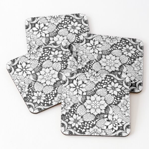 Item preview, Lace Floral Black and White Background designed and sold by Sharon Schwalbe.