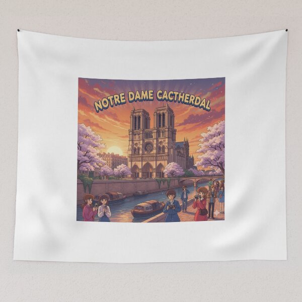 Item preview, Retro Anime Notre Dame Cathedral Travel T Shirt Design designed and sold by ANIMEX00.