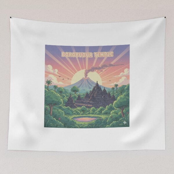 Item preview, Retro Anime Borobudur Temple Travel T Shirt Design designed and sold by ANIMEX00.