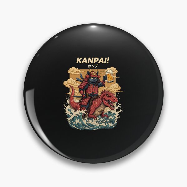 Item preview, Samurai Cat Riding Dinosaur With Beer Kanpai Design designed and sold by grumpzara.