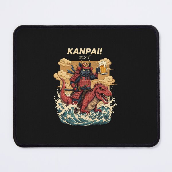 Item preview, Samurai Cat Riding Dinosaur With Beer Kanpai Design designed and sold by grumpzara.