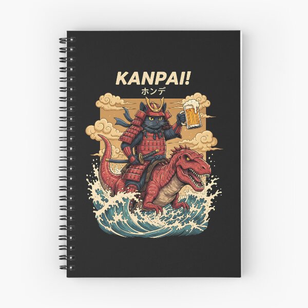 Item preview, Samurai Cat Riding Dinosaur With Beer Kanpai Design designed and sold by grumpzara.