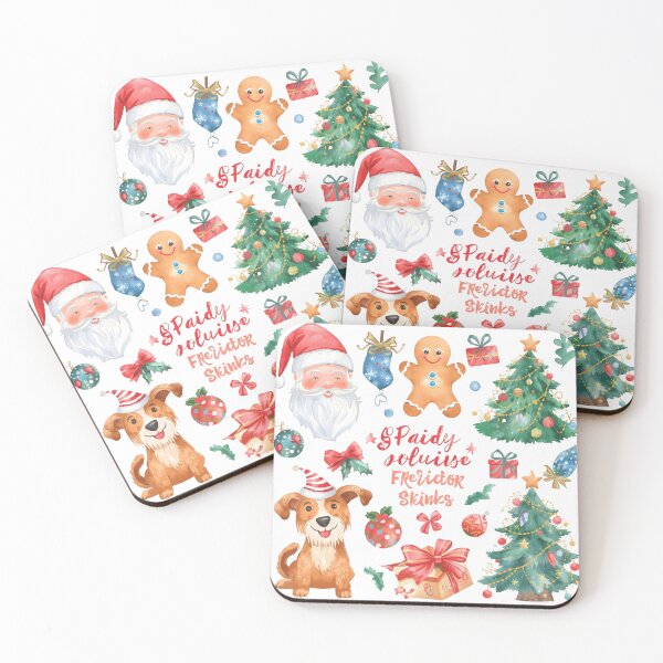 Item preview, Adorable Christmas icons featuring a dog, Santa Claus, a tree, a candle, a gift, and a gingerbread man, perfect for festive designs, adding a touch of holiday cheer to websites. designed and sold by PWDigitalArt.