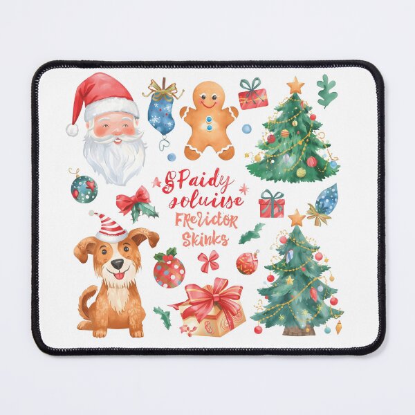 Item preview, Adorable Christmas icons featuring a dog, Santa Claus, a tree, a candle, a gift, and a gingerbread man, perfect for festive designs, adding a touch of holiday cheer to websites. designed and sold by PWDigitalArt.