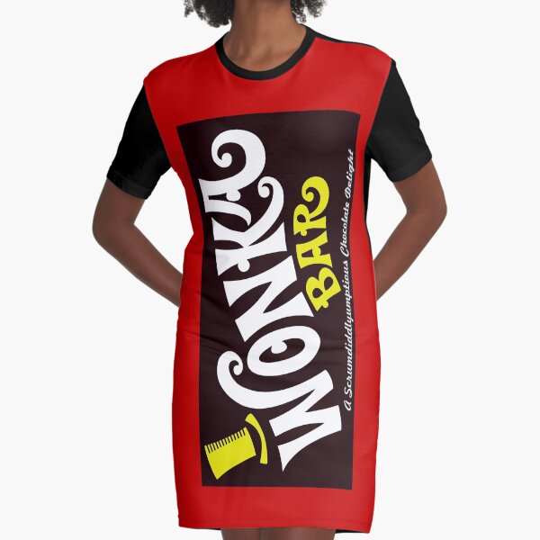 Willy Wonka Chocolate Bar Graphic T-Shirt Dress