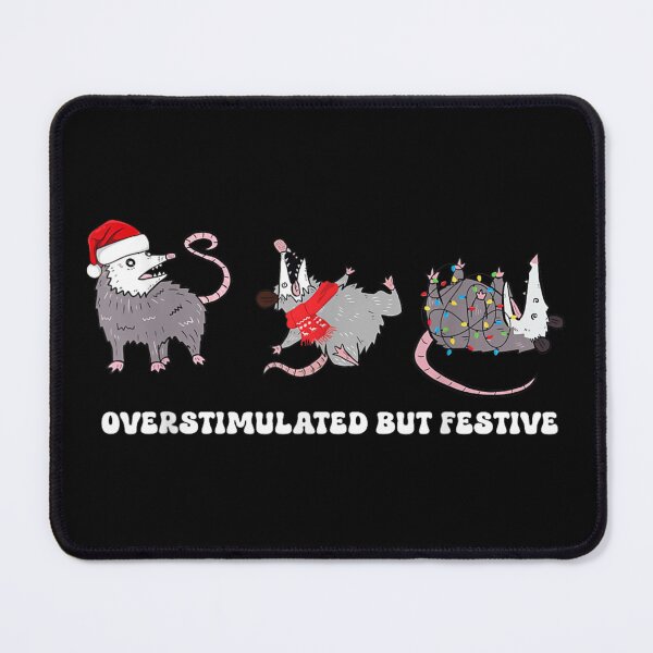 Item preview, Overstimulated But Festive Opossum Funny Christmas Lights Holiday Animal designed and sold by Daisy Grimes.