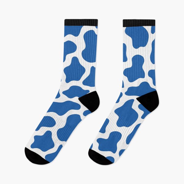 Item preview, Cow Print Socks - Blue (dark) designed and sold by ILoveMooMoos.