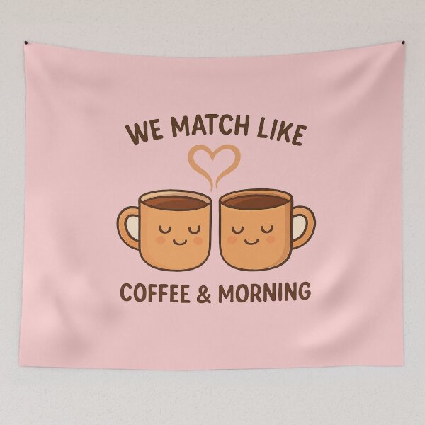 Item preview, We Match Like Coffee & Morning | Cute Couple T-Shirt Design designed and sold by KDesignCrafts.