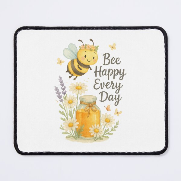 Item preview, Bee Happy Every Day • Cute Watercolor Bee and Honey Quote Design designed and sold by inkoutninja.