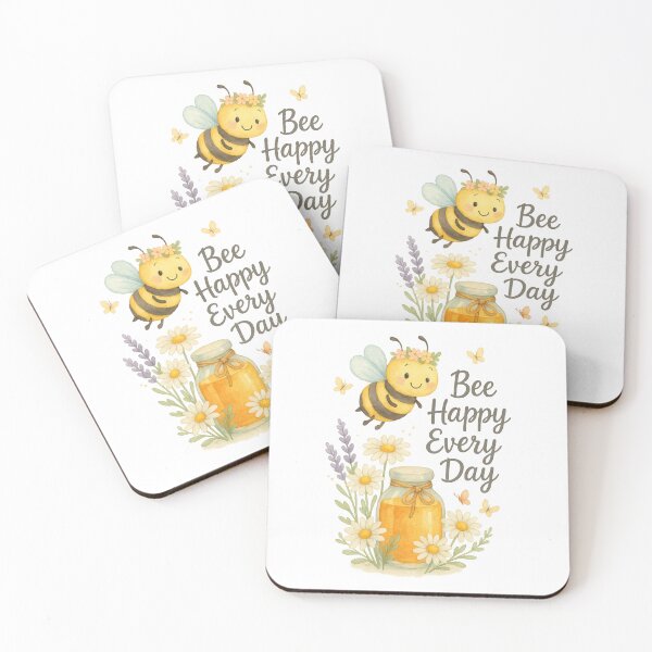 Item preview, Bee Happy Every Day • Cute Watercolor Bee and Honey Quote Design designed and sold by inkoutninja.
