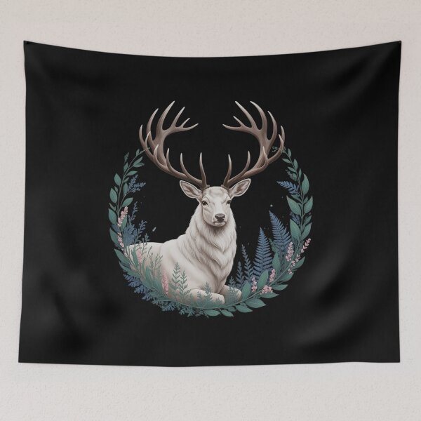 Item preview, Cottagecore Forest Deer Whimsigoth Naturecore Botanic Stag designed and sold by petrichorsworld.