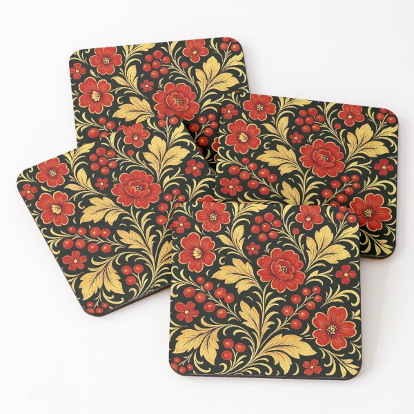 Item preview, Khokhloma Floral Pattern designed and sold by Myra365Art.