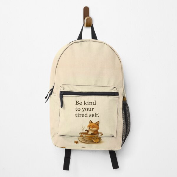 Item preview, Cozy Fox Tea Cup – Be Kind to You Tired Self designed and sold by Still Breathing Studio.