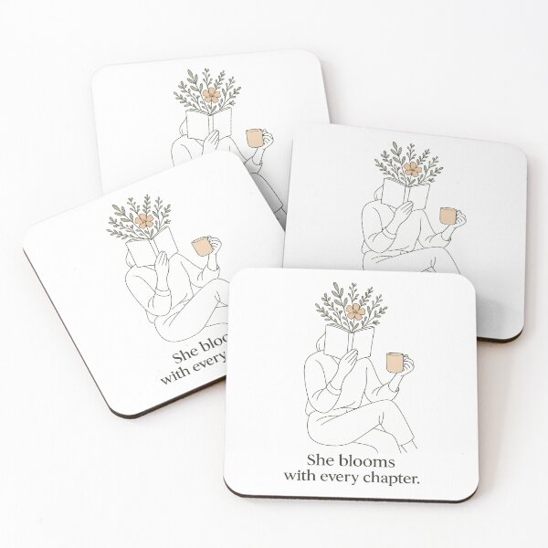 Item preview, She Blooms With Every Chapter • Minimalist Book Lover Floral Quote designed and sold by inkoutninja.