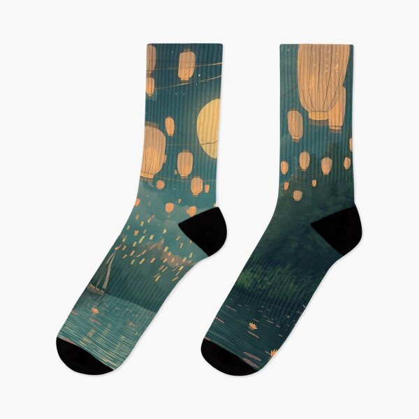 Item preview, Magical Lantern Sky – Peaceful River under Glowing Lights designed and sold by Valeree Store.