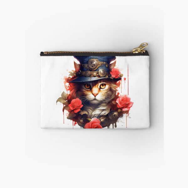 Item preview, Steampunk Cat With Blue Hat, Gears And Roses designed and sold by DEC02.